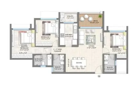 3 BHK - 1074 Sq.ft.